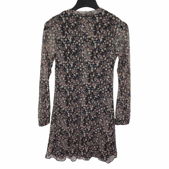 La La Land Creative Co Floral Dress Balloon Sleeve Mesh Size XS Pink, Black - Picture 4 of 5